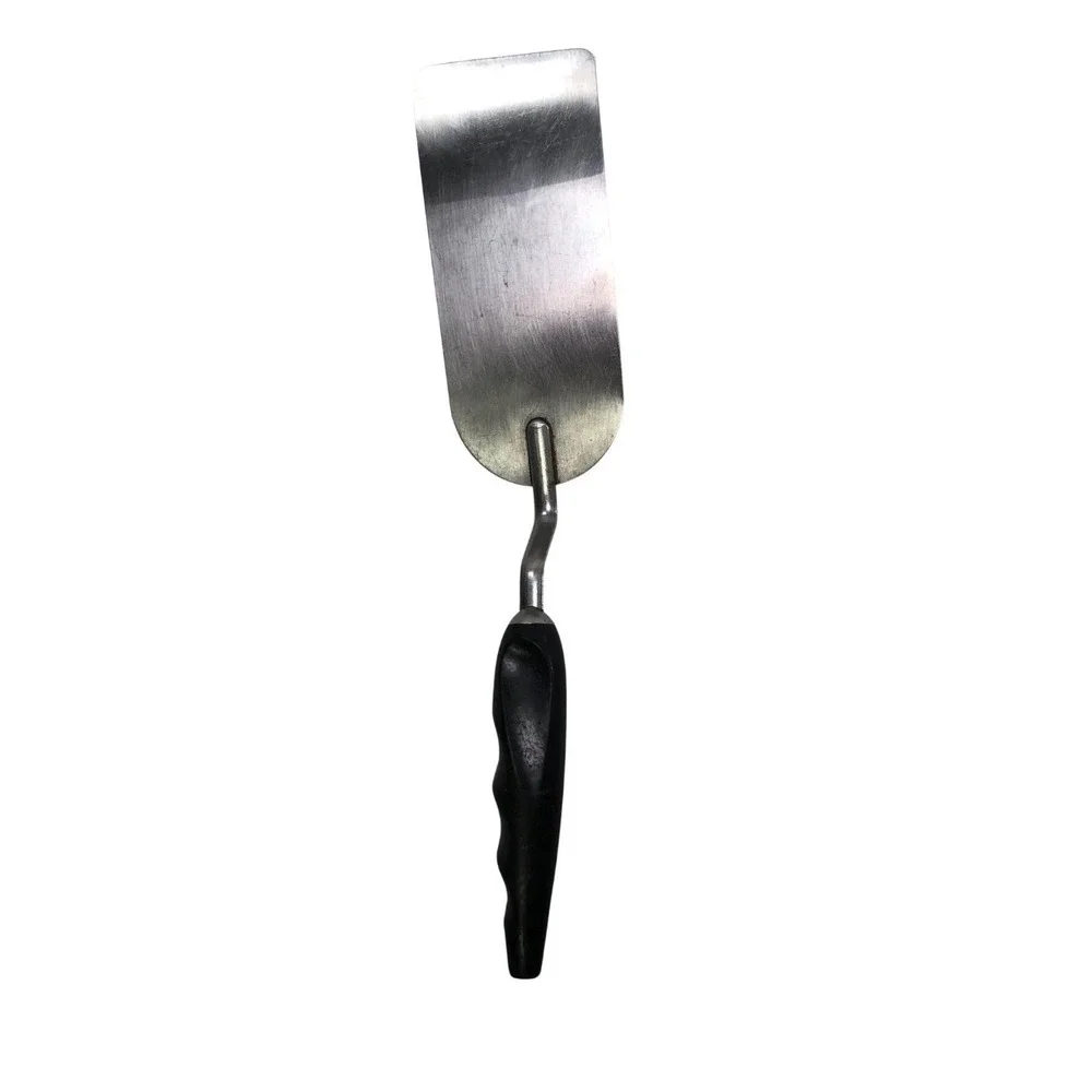 Vintage Stainless Steel Serving Spoon and Spatula Set with Black